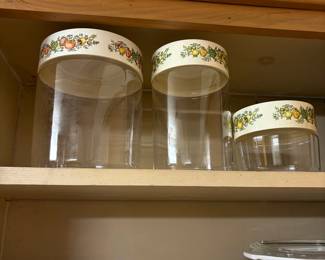 Corning Ware "Spice of Life" Pattern Glass Canisters