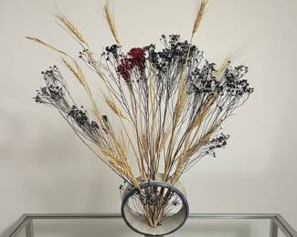 Mid-Century Modern Ceramic Vase with Dried Floral Arrangement
