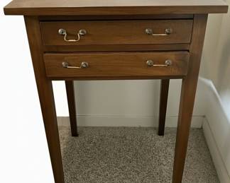 Vintage Wooden Nightstand with Two Drawers