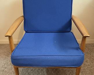 Mid-Century Modern Armchair with Blue Upholstery