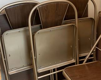 Vintage Samsonite Folding Chairs with Wood Grain Panel Inserts