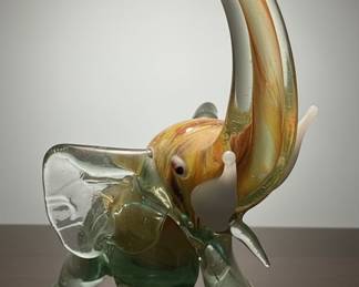 Murano Style Art Glass Elephant Figurine