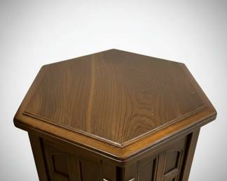 Vintage Hexagonal End Table with Storage
