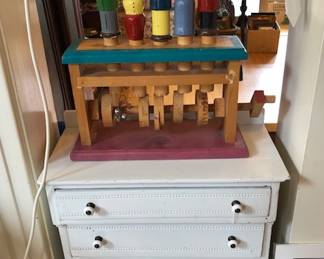 Mini White Chest of Drawers, Hand Made Crank Toy