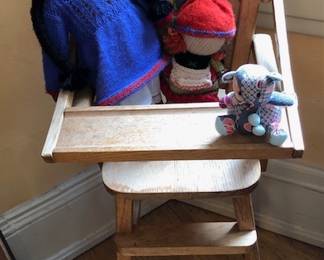 Vintage Wooden Doll High Chair