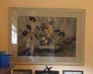 BIG 1950s Floral Print w/ Buddha Figure