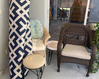 Rug, patio furniture
