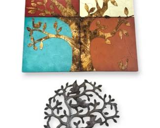 Tree Themed Canvas  Metal Wall Decor