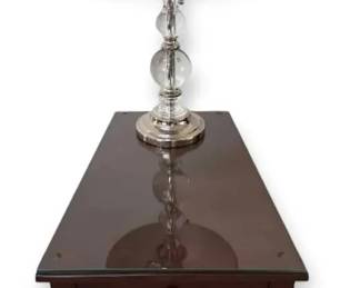 Wood Side Table With Glass Ball Table Lamp