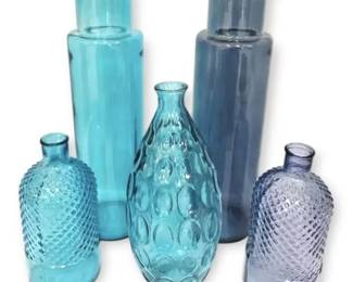 5 Decorative Glass Bottles Vases