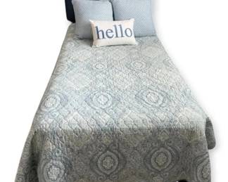 Twin Navy Blue Upholstered Bedframe