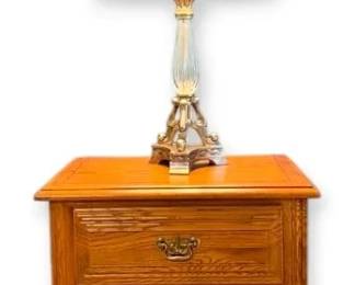 Young Hinkle Wooden Night Stand With Lamp