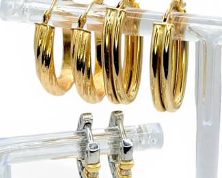 14k Gold Hoop Earrings  One With Diamonds 6g Total