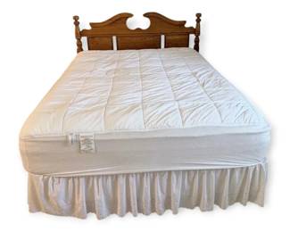 Metal Bed Frame for Queen Bed With Wooden Backboard