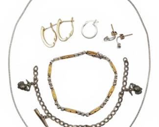 Sterling Silver Bracelets, Earrings, And Necklace 27g Total