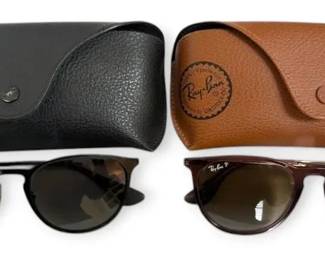 Two Pairs of RayBan Sunglasses w Leather Cases