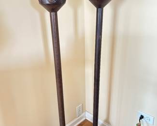 Pair of very heavy cast iron candle holders~