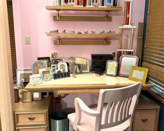 trophy's picture frames vintage wood desk chair