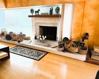 baskets and vintage mewpapers