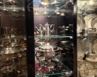 sterling candle holders and shakers and silver plate