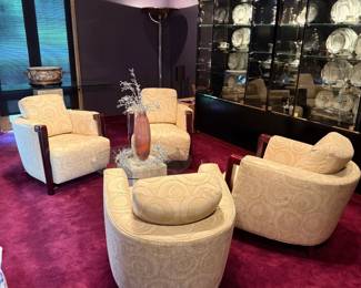 4 barrel back with wood chairs