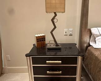 wood granite top faux alligator front night stand
