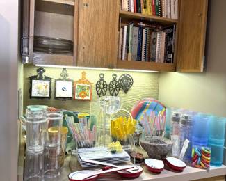cook books and plastic ware