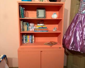 orange wood book shelf