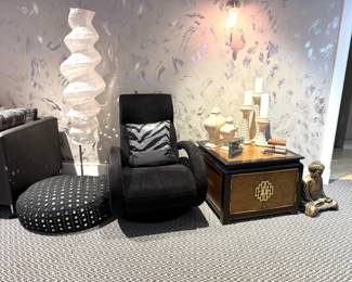 rocker oriental end table with brass hardware