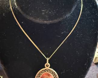 14k gold chain with gold filled pendant