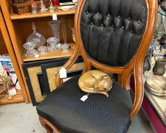Victorian Chair and Ceramic Sleeping Cat