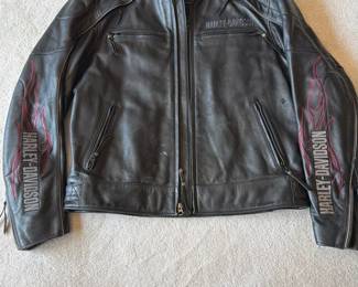 Black Leather Jacket  Harley Davidson Size L