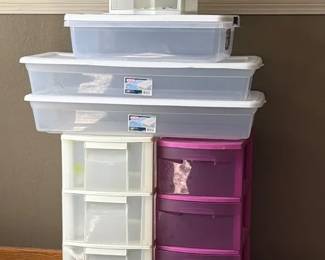 Three Totes  Plastic Drawer Storage Units