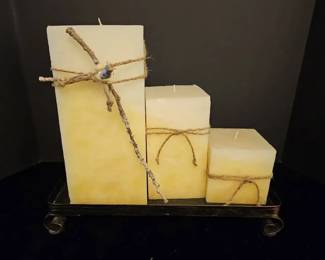 Large Candle Decor with Metal Base