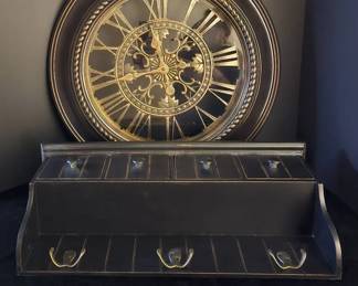 Wood Shelf  Metal Clock