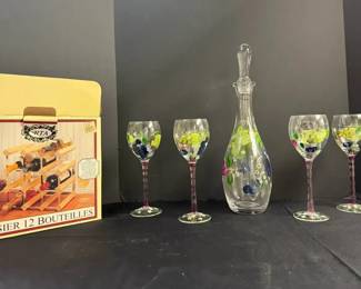 Hand Painted Wine Set