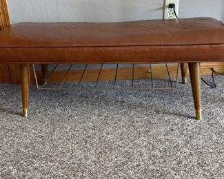 005 Vintage Leather Covered Bench