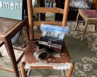 Ladderback chairs cowhide seat