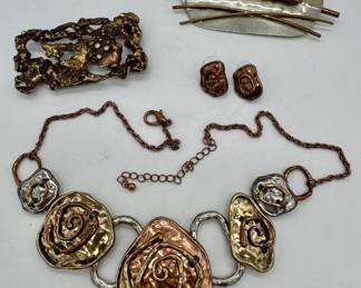 Copper and silvertoned jewelry.