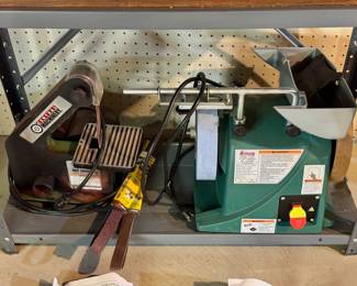 Belt sander and wet grinder.