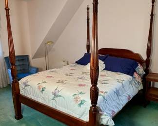 Mahogany Queen 4 poster bed.