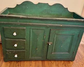 Green painted dry sink.