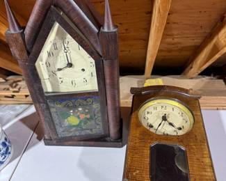 Gothic mantle clock and wall clock.