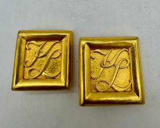 Vintage Karl Lagerfeld initial clip earrings.