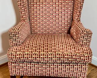 Chippendale style wing back chair.