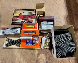 Lionel train cars and accessories.