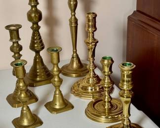 Brass candlesticks.