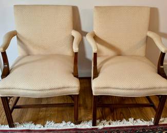 Pair of Chippendale style arm chairs.