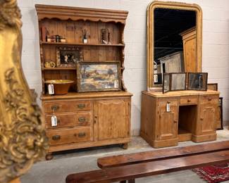 french benches, english pine cupboard, english pine dresser, louis philippe mirror