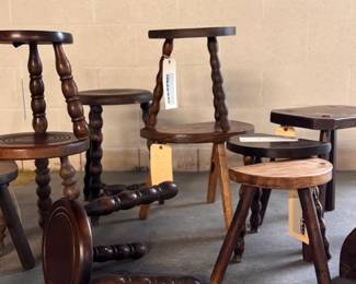 french milking stools, various styles and sizes